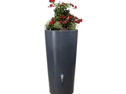 Garantia Regenwasser-Nutzung|Regenwasser-Behälter Stone 2in1 inkl. Pflanzschale 210 l Lava