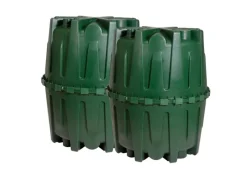 Garantia Regenwasser-Nutzung|Zisterne Tank-Set Herkules 3.200 l inkl. Verbindungs-Set 2 x Grün
