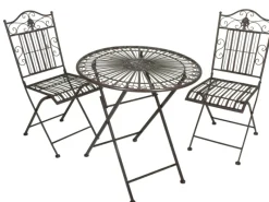 Garden Pleasure Balkonmöbel|Balkon-Set Mangan Ø 70 cm x 73 cm Schwarz-Braun