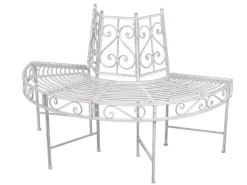 Baumbank-Halbkreis Varda 63 cm x 80 cm x 122 cm Antik-Weiß*Garden Pleasure Outlet