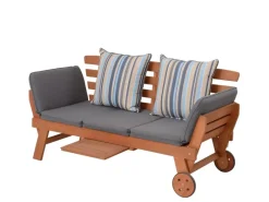 Garden Pleasure Gartenbänke|Gartenbank Rincon mit Auflage 77,5 x 68 x 190 cm Braun-Grau FSC®