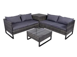 Lounge-Eckgruppe Ramira 4-teilig Schwarz-Grau*Garden Pleasure Discount