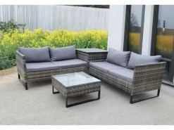 Lounge-Eckgruppe Ramira 4-teilig Schwarz-Grau*Garden Pleasure Discount