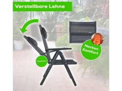 Garmio Gartenstühle|Gartenstuhl Balkonstuhl FLORENZ Schwarz - Gartenstuhl FLORENZ, robustes Aluminiumgestell für Garten