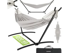 Garmio Sonnenliegen|Hängematte Venedig Beige Gestell 200Kg Tragetasche Wetterfest