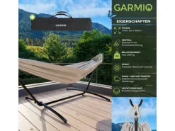 Garmio Sonnenliegen|Hängematte Venedig Beige Gestell 200Kg Tragetasche Wetterfest