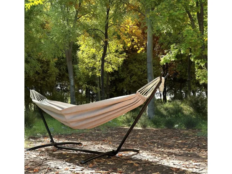 Garmio Sonnenliegen|Hängematte Venedig Beige Gestell 200Kg Tragetasche Wetterfest