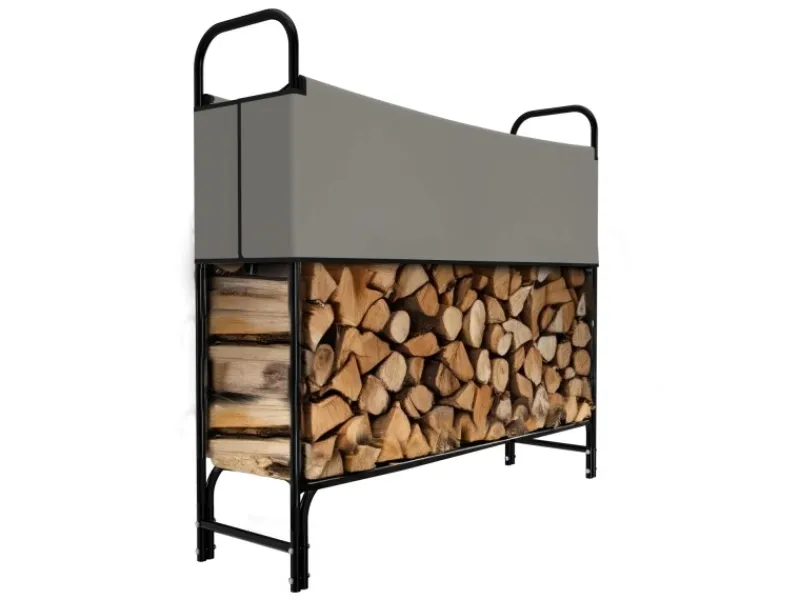 Kaminholzregal Metall Holzunterstand Abdeckung Stapelhilfe 130x30x117cm*Garmio Best