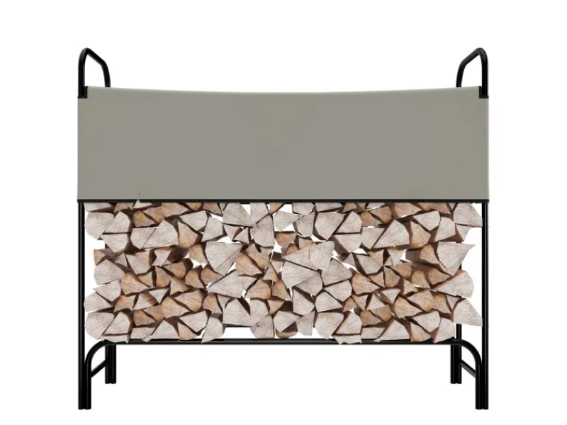 Kaminholzregal Metall Holzunterstand Abdeckung Stapelhilfe 130x30x117cm*Garmio Best