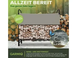 Kaminholzregal Metall Holzunterstand Abdeckung Stapelhilfe 130x30x117cm*Garmio Best