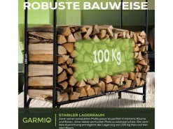 Kaminholzregal Metall Holzunterstand Abdeckung Stapelhilfe 130x30x117cm*Garmio Best