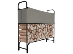 Kaminholzregal Metall Holzunterstand Abdeckung Stapelhilfe 130x30x117cm*Garmio Best