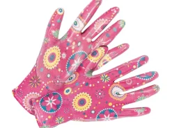 LUX-TOOLS Gartenbekleidung|Gartenhandschuh Nitril-Teilbeschichtung Weiß-Pink Größe 8 2er Set