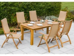 Merxx Gartenmöbel-Sets|Gartenmöbel-Set Capri 7-tlg. Natur inkl. Doppelausziehtisch