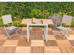 Gartenmöbel-Set Naxos 3-tlg. Grau inkl. Tisch 80/120 cm x 70 cm*Merxx Best