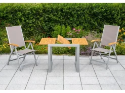 Merxx Gartenmöbel-Sets|Gartenmöbel-Set Naxos 3-tlg. Grau inkl. Klappsessel 65 cm x 59 cm