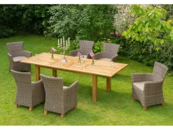 Merxx Lounge-Gartenmöbel|Gartenmöbel-Sets|Gartenmöbel-Set Toskana 13-tlg. Natur  inkl. Ausziehtisch