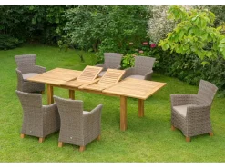 Merxx Lounge-Gartenmöbel|Gartenmöbel-Sets|Gartenmöbel-Set Toskana 13-tlg. Natur  inkl. Ausziehtisch