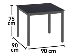 Gartentische|Gartentisch Harris Quadratisch Schwarz 90 cm x 90 cm