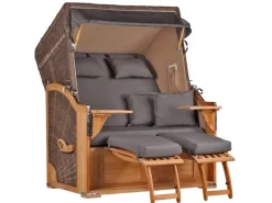 GarWoh Strandkörbe|Strandkorb Nordstrand Teak PE Grey Dessin 551
