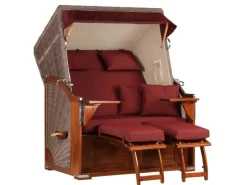 GarWoh Strandkörbe|Strandkorb Nordstrand Mahagoni PE Grey Dessin 550