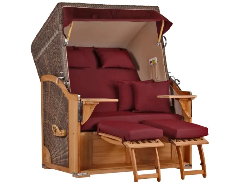 Strandkorb Nordstrand Teak PE Grey Dessin 550*GarWoh