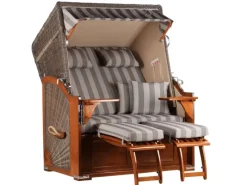 GarWoh Strandkörbe|Strandkorb Nordstrand Mahagoni PE Grey Dessin 537