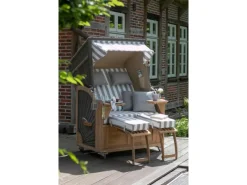 Strandkorb Nordstrand Teak PE Grey Dessin 522*GarWoh New