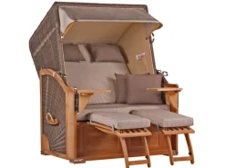 GarWoh Strandkörbe|Strandkorb Nordstrand Teak PE Grey Dessin 510