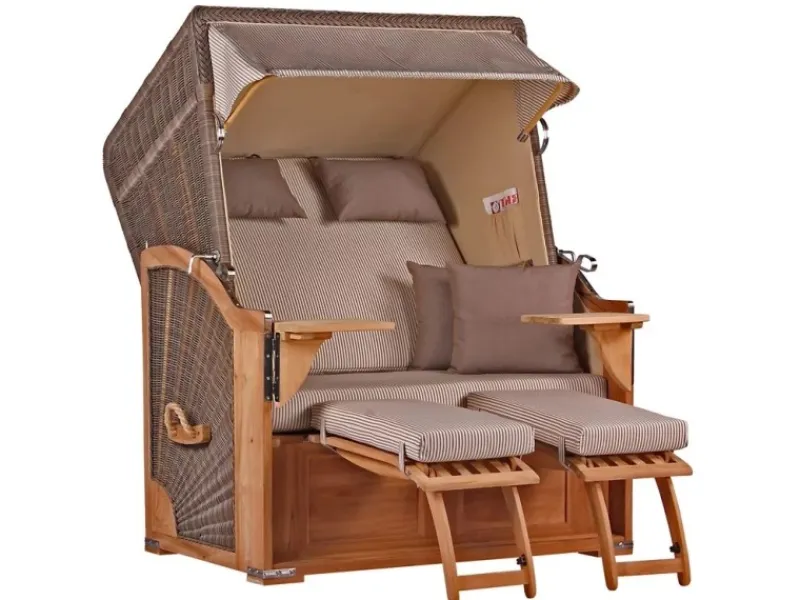 GarWoh Strandkörbe|Strandkorb Nordstrand Teak PE Grey Dessin 510