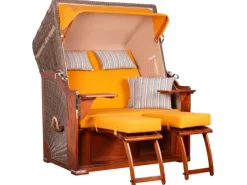 GarWoh Strandkörbe|Strandkorb Nordstrand Mahagoni PE Grey Dessin 586