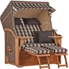 GarWoh Strandkörbe|Strandkorb Nordstrand Teak PE Grey Dessin 505