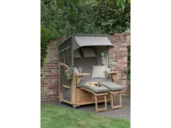 GarWoh Strandkörbe|Strandkorb Nordstrand Teak PE Grey Dessin 534