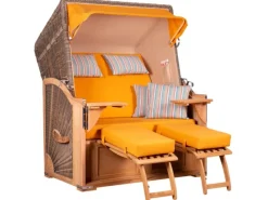 Strandkorb Nordstrand Teak PE Grey Dessin 586*GarWoh Clearance