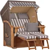 GarWoh Strandkörbe|Strandkorb Nordstrand Teak PE Grey Dessin 513