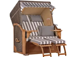 GarWoh Strandkörbe|Strandkorb Nordstrand Teak PE Grey Dessin 513