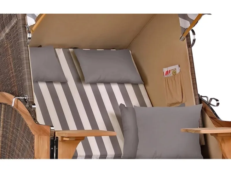 GarWoh Strandkörbe|Strandkorb Nordstrand Teak PE Grey Dessin 513
