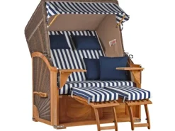 GarWoh Strandkörbe|Strandkorb Nordstrand Teak PE Grey Dessin 518