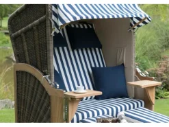 GarWoh Strandkörbe|Strandkorb Nordstrand Teak PE Grey Dessin 518