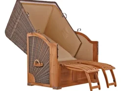 GarWoh Strandkörbe|Strandkorb Nordstrand Teak PE Grey Dessin 518