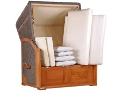 Strandkorb Nordstrand Teak PE Grey Dessin 580*GarWoh Hot