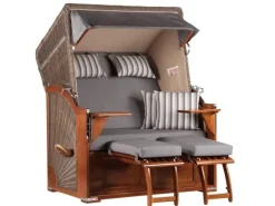 GarWoh Strandkörbe|Strandkorb Nordstrand Mahagoni PE Grey Dessin 544