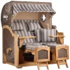GarWoh Strandkörbe|Strandkorb Rantum Grande Teak PE Grey Dessin 537