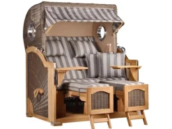 GarWoh Strandkörbe|Strandkorb Rantum Grande Teak PE Grey Dessin 537