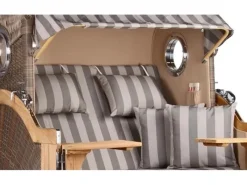 GarWoh Strandkörbe|Strandkorb Rantum Grande Teak PE Grey Dessin 537