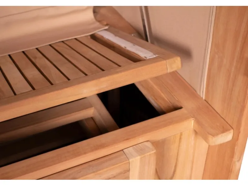 GarWoh Strandkörbe|Strandkorb Rantum Teak PE Shell Dessin 510