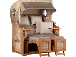 GarWoh Strandkörbe|Strandkorb Rantum Teak PE Shell Dessin 534