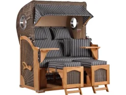 GarWoh Strandkörbe|Strandkorb Rantum Teak PE Grey Dessin 500