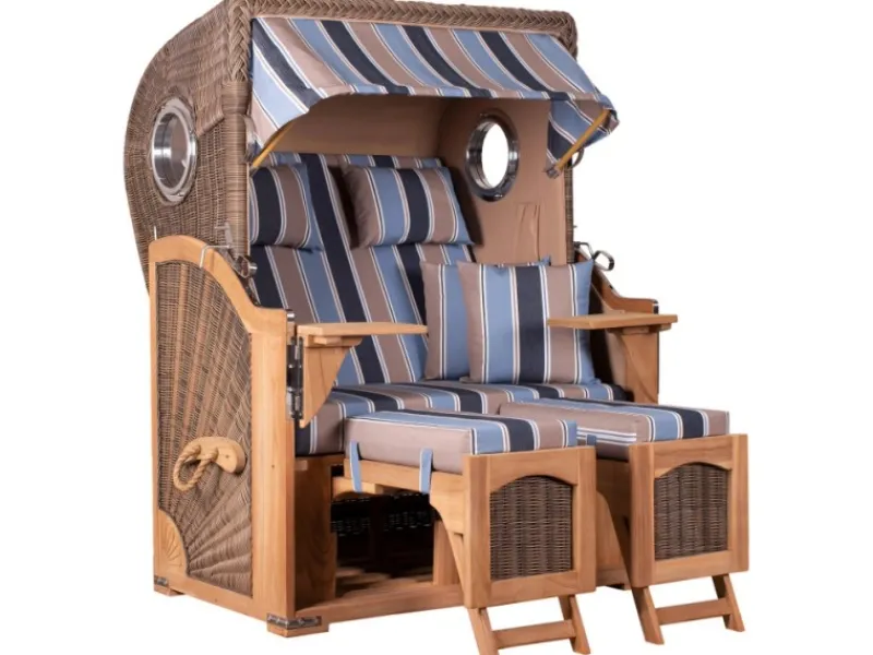 Strandkorb Rantum Teak PE Grey Dessin 580*GarWoh Online