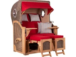 GarWoh Strandkörbe|Strandkorb Rantum Teak PE Grey Dessin 585